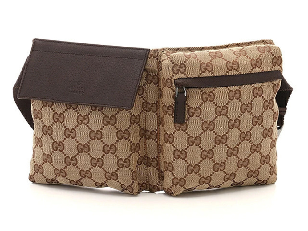 Gucci Bag Waist Crossbody Bum GG Canvas Calfskin Beige Cream Brown